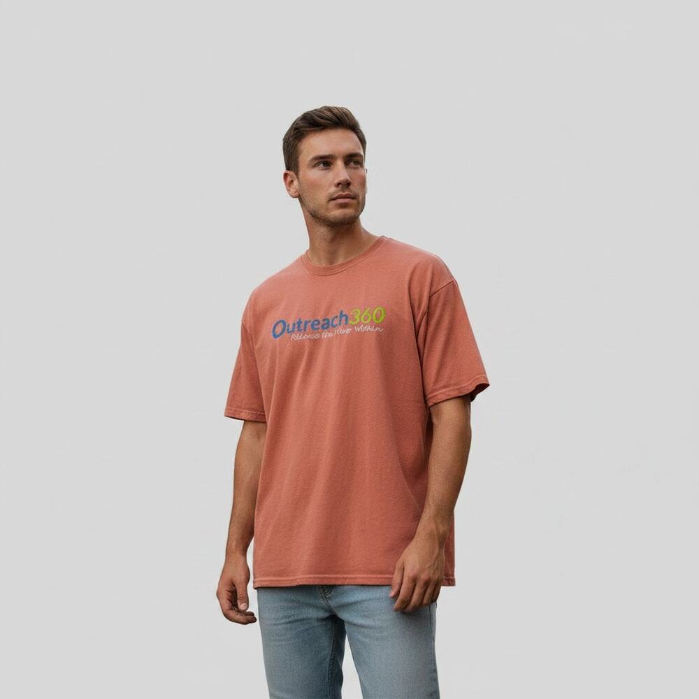 Outreach360 Coral Graphic Tee Medium Gildan Ultra Cotton Unisex